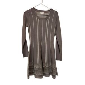 Cloud Chaser Gray Knit Crewneck Long Sleeve Above The Knee Sweater Dress Medium
